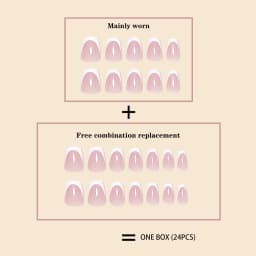 Fashion Trend Women Girls 24Pcs/Set Short Ballet Pink French White Border Full Coverage Wearable Fake Nail Press on Nail Art
