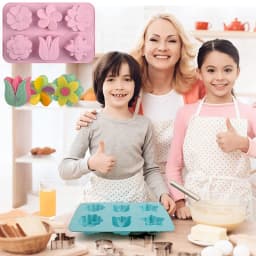 Silicone Flower Cake Molds 6-Cavity different Flower Tulips Chocolate Biscuit Muffine Baking Pans Soap Making Ice Cube Trays