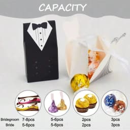 50pcs Wedding Favor Boxes Small Wedding Party Favor Boxes Bride and Groom Candy Boxes for Dress and Tuxedo Favor Boxes