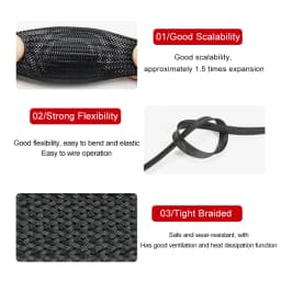 1~50M PET Expandable Cable Sleeve 4mm Tight Braided High Density Hardness Insulate Line Protect Sleeving Wire Wrap Gland Sheath