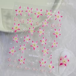 5D Hibiscus Flower Nail Embossed Sticker Acrylic Pink White Gold Petal Leaf Adhesive Decal Butterfly Dragon Floral Elegant Decor