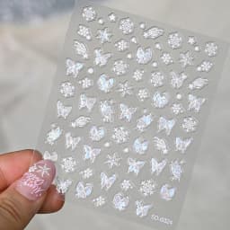 5D Hibiscus Flower Nail Embossed Sticker Acrylic Pink White Gold Petal Leaf Adhesive Decal Butterfly Dragon Floral Elegant Decor