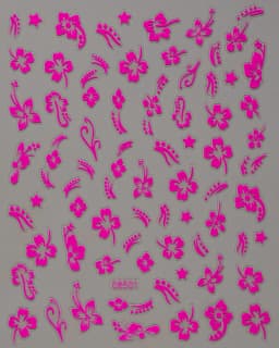 5D Hibiscus Flower Nail Embossed Sticker Acrylic Pink White Gold Petal Leaf Adhesive Decal Butterfly Dragon Floral Elegant Decor