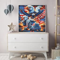 New Collection 2024 Diamond Embroidery Eagle and National Flag Scenery Mosaic Diamond Painting Scenery Art Kits Home Decor Gift