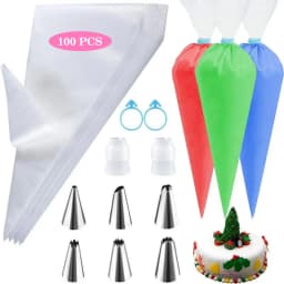 Piping Bags and Tips Set Cake DIY Decorating Kit with Stainless Steel Nozzle Reusable Silicone Pastry Cake Decorating Tools