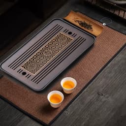 Chinese Kungfu Tea Tray Tea Set Accessory Tea Serving Tray for Tea Room Home Chinese Tea Tray with Water Storage Drainage