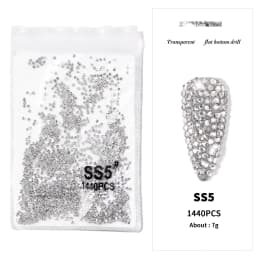 1440Pcs Clear/AB SS3-SS16 Nail Rhinestones Sparkly Glass Diamonds Round Flat-back Mini Rhinestone Nail Gems Manicure Accessories