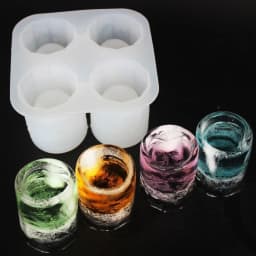 Silicone Ice Cube Mold Four Hole Press Ice Block Maker Creative Round Cup Shape Ice Molds for Whiskey Beer Bar Kitchen Tools