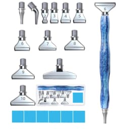 1Set 5D Resin Diamond Painting Pen With Metal Replacement Pen Heads Multi Placers Point Drill Pens for DIY Diamond Nail Art Tool
