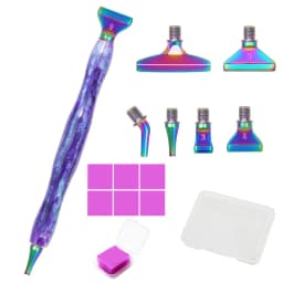 1Set 5D Resin Diamond Painting Pen With Metal Replacement Pen Heads Multi Placers Point Drill Pens for DIY Diamond Nail Art Tool