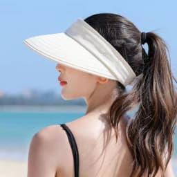 Women Summer Sun Hat Casual Foldable Wide Brim Detachable Empty Top Ponytail Cap Adjustable UV Protection Sun Hat Cycling Caps