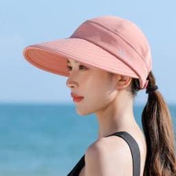Women Summer Sun Hat Casual Foldable Wide Brim Detachable Empty Top Ponytail Cap Adjustable UV Protection Sun Hat Cycling Caps