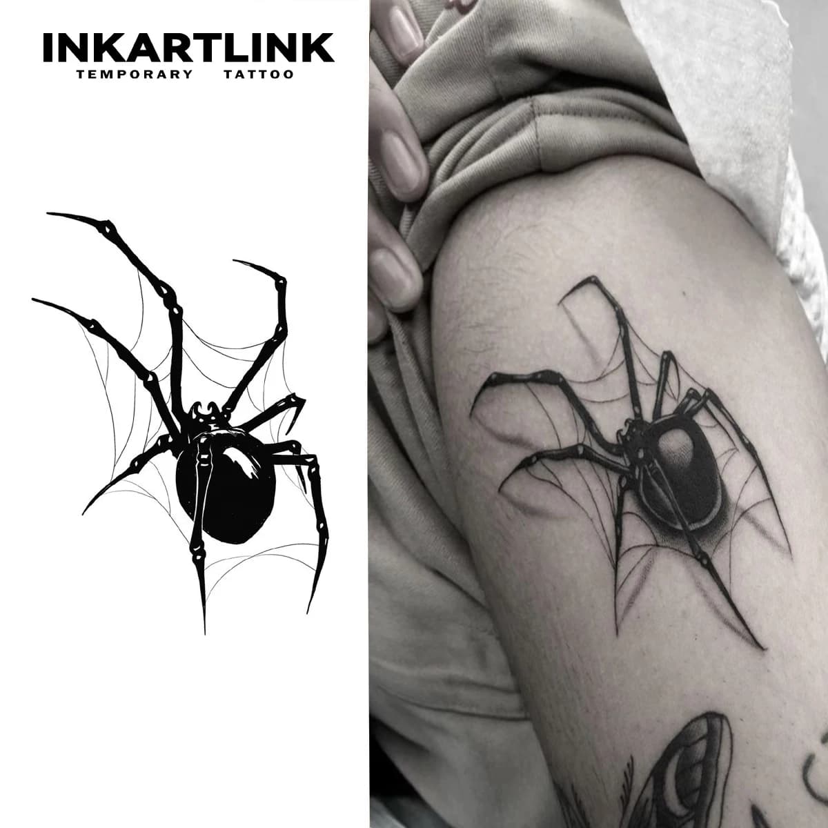 Spider Temporary Tattoo Sticker, Realistic Waterproof Design, Semi-Permanent Lasts 15 Days, Scary Fake Tattoo for Halloween