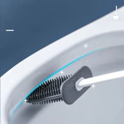 Silicone Toilet Brush Cleaning Brush Flat Head Flexible Wall Mounted Toilet Bowl Cleaner Brush Holder Set for WC Bathroom