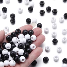 6/8/10/12/14/16mm Acrylic Beads Black White Solid Color Large Hole Loose Round Beads for DIY Bracelet Necklace Jewelry Making