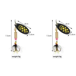 1/2pcs Metal Hard Bait Rotating Spinner Fishing Lure Spoon Sequins Wobblers Bass Pesca With Feather Hooks 3.5g/4.5g/7g/9g/12g