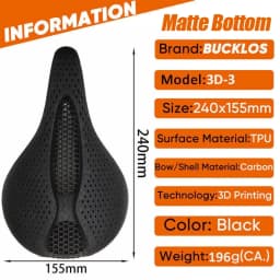 3D Printed Saddle BUCKLOS MTB Bike Seat Cushion Full Carbon Fiber Ultralight Hollow Comfortable Road Mountain Bike Saddle Parts
