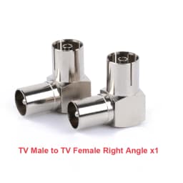 F Type to TV IEC 90 Degree Male Plug Female Jack RF Coaxial Adapter Splitter Gold Plated Connector for Cable TV Satellite TV DVR