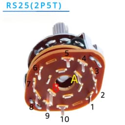 5Pcs RS25 Band Switch 2P4T 2P5T 2P6T 3P3T 3P4T Mount Rotary Switch Selector Band Pole Position Knob