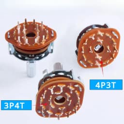 5Pcs RS25 Band Switch 2P4T 2P5T 2P6T 3P3T 3P4T Mount Rotary Switch Selector Band Pole Position Knob