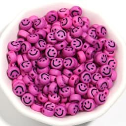 100pcs 7x3.5mm Mixed Happy Spacer Beads Happy Face Acrylic Beads For Jewelry Making Diy Bracelet Necklace Keychain Accessories
