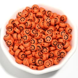 100pcs 7x3.5mm Mixed Happy Spacer Beads Happy Face Acrylic Beads For Jewelry Making Diy Bracelet Necklace Keychain Accessories