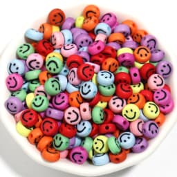 100pcs 7x3.5mm Mixed Happy Spacer Beads Happy Face Acrylic Beads For Jewelry Making Diy Bracelet Necklace Keychain Accessories