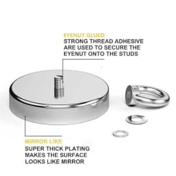 Neodymium Magnet N52 Heavy Duty Magnet with Countersunk Hole Eyebolt Salvage Searcher Magnets