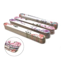 50 Pcs Flower Design Wooden Files Straight Strong Thick Professional Nail Art Files Buffer Polishing Manicure Nails Supplies