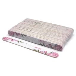 50 Pcs Flower Design Wooden Files Straight Strong Thick Professional Nail Art Files Buffer Polishing Manicure Nails Supplies