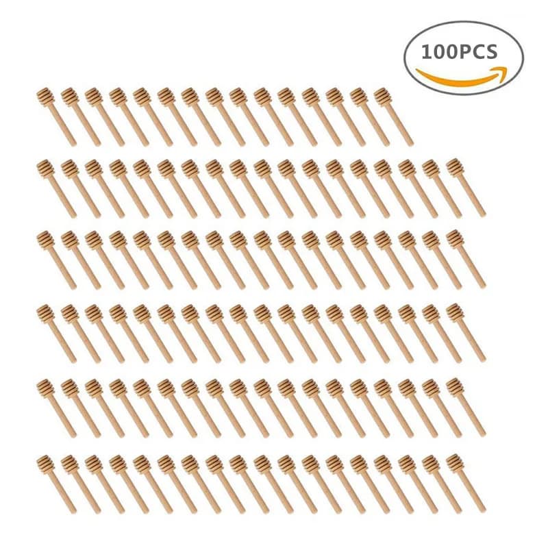 100pcs Honey Stir Bar Mixing Handle Jar Spoon Practical 50/20pcs Wood Dipper Honey Long Stick Supplies Honey Kitchen Tools
