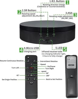 Jewelry Rotating Turntable, Remote Controlled Electric Rotating Display Stand, Suitable for Photography Products and Displays