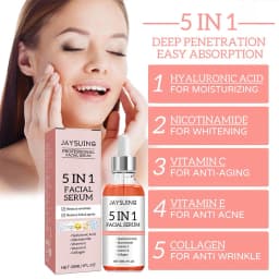 5 In 1 Hyaluronic Acid Face Serum Moisturizing Vitamin C collagen Lightning Facial Serum Shrink Pores Skin Care