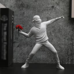 1 PC Resin Banksy Sculptures Flower Thrower Statue Home Decoration Desk Accessories Collectible Figurine Decorative Inter