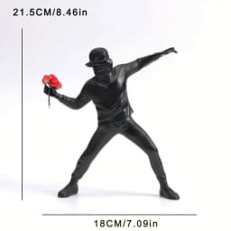 1 PC Resin Banksy Sculptures Flower Thrower Statue Home Decoration Desk Accessories Collectible Figurine Decorative Inter