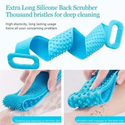 Silicone Body Scrubber Bath Brush, Exfoliating Shower Brush Bath Belt With Extra Long Strip And Handle For Easy Back Exfoliating