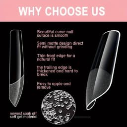 600pcs Soft Gel Nail Tips, Half Matte Clear Acrylic Nail Tips Pre-shaped False Nail Tips For Nail Extension Manicure Tools