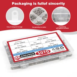 1070pcs Self Tapping Screw Assortment Kit M2 Wood Thread Nail Screw Sets Tapping Screw Assortment Kit Lock Nut Wood Thread Nail