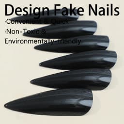 Transform Your Nails With 24pcs Extra Long Stiletto French Style Modern Classic Simple BLACK Solid Color Full Cover Fake Nail Ki