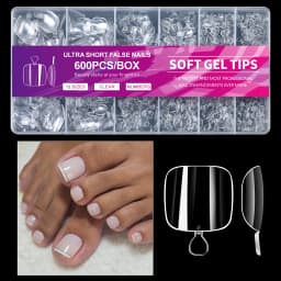 600pcs/Boxed Ultra Short French False Press On Acrylic Nails Tips Almond Square Traceless Manicure Salon Home DIY Fake Nail