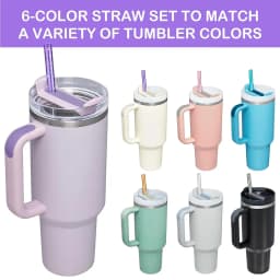 10 Pack Replacement Straws for Stanley 40 oz 30 oz Tumbler 12 in Long Reusable Plastic Glitter Plus 2 Cleaning Brush for Straw