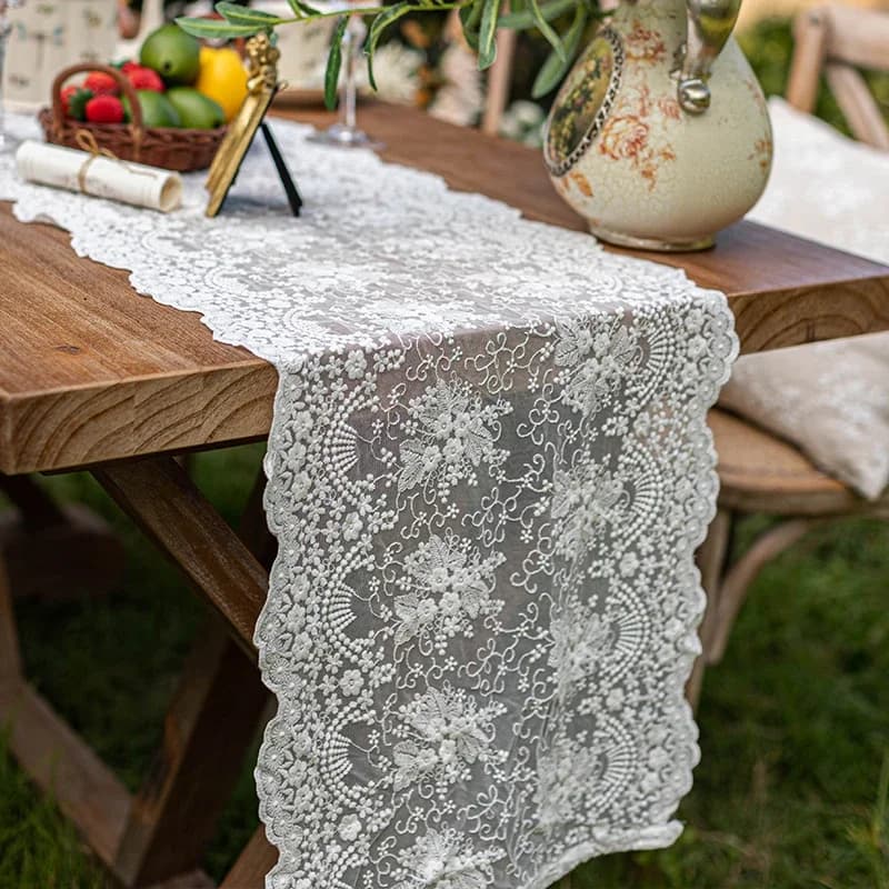 Vintage Lace Table Runner French Romantic White Table Runners Home Restaurant Festival Dining Table Wedding Party Decoration