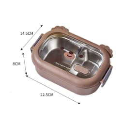 Cartoon Bear Pattern Stainless Steel Lunch Box Student School Office Healthy Food Storage Containers Portable Grids Bento Box