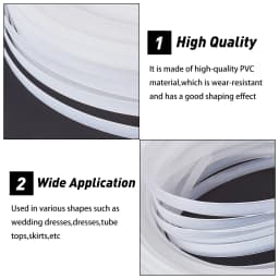 5/10m/Rolls 5-10mm Wide Plastic Boning Corset Webbing Boning,Plastic Boning for Sewing Sew for Wedding Dress Nursing Caps