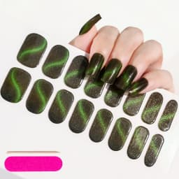 16Tips Semi-Cured Gel Nail Sticker Pure Color UV/LED Lamp Gel Nail Polish Wraps Long-Lasting Full Cover Gel Sticker Nail Decor##