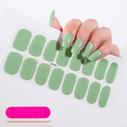 16Tips Semi-Cured Gel Nail Sticker Pure Color UV/LED Lamp Gel Nail Polish Wraps Long-Lasting Full Cover Gel Sticker Nail Decor##