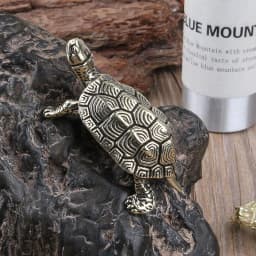Pure Copper Turtle Statue Vintage Brass Tortoise Figurines Desktop Feng Shui Ornament Miniatures Antique Tea Pet Crafts Gifts