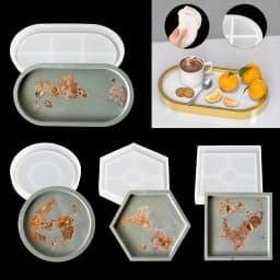 4pcs/Set Storage Tray Coaster Silicone Mold, Oval, Circular, Hexagonal Tray Silicone Mold, Used For Resin Gypsum Casting