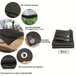 Easy to Install Black Sunshade Net for Balconies, Courtyards and Swimming Pools, Anti-UV Awnings and Greenhouse Sunshade Nets
