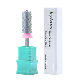 HYTOOS Tungsten Carbide Acrylic Nail Drill Bit Chrome 6.6mm Crystal Top Barrel Nail Bits 2 Way Manicure efile Art Remove Gel